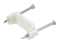 Startech 100 Pack Cable Clips with Nails, Two Steel Nails, Reusable Nail-in Clamps, Brick/Drywall Cable Fasteners, Ethernet Cord/AV/Coax Cable, PE Plastic Mounting Cable Tacks, White - 1-1/8"(31mm) Nails/TAA (CBMDNMCC2) - cable clips with nails - TAA Compliant