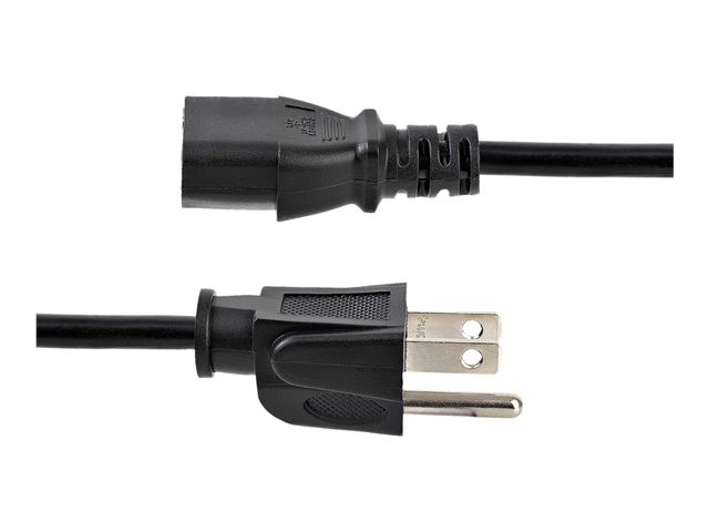 StarTech.com 10ft (3m) Computer Power Cord, NEMA 5-15P to C13 Power Cord, 10A 125V, 18AWG, Black Replacement AC Power Cord, Monitor Power Cable, NEMA 5-15P to IEC 60320 C13 TV Power Cord - PC Power Supply Cable