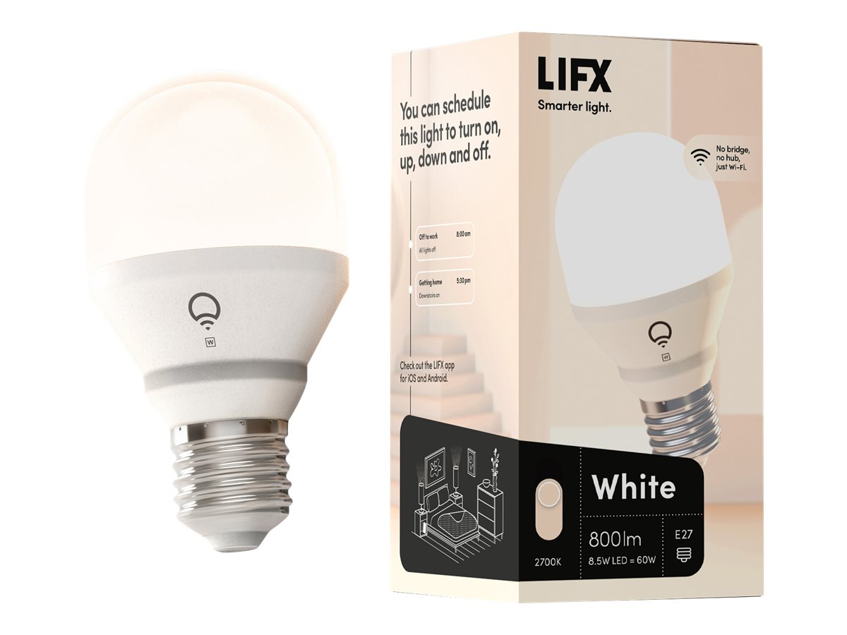 LIFX WHITE, LED light bulb, E27, 8.5 W, warm white light, 2700 K, white