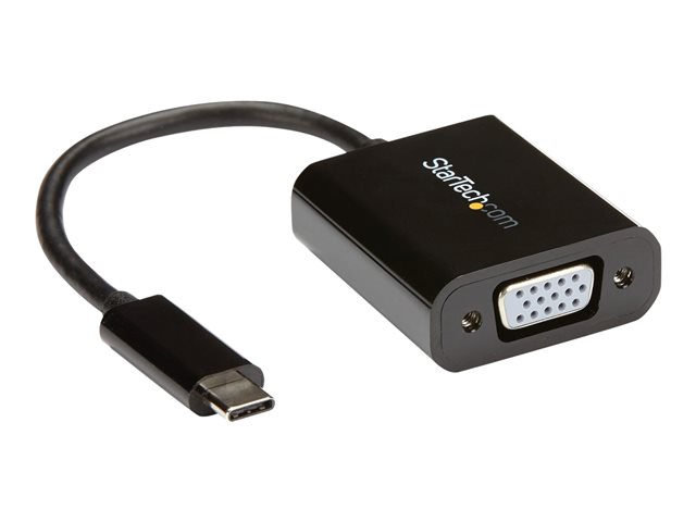 Image of StarTech.com USB-C to VGA Adapter - Black - 1080p - Video Converter For Your MacBook Pro - USB C to VGA Display Dongle (CDP2VGA) - USB / VGA adapter - 24 pin USB-C to HD-15 (VGA) - 18 cm