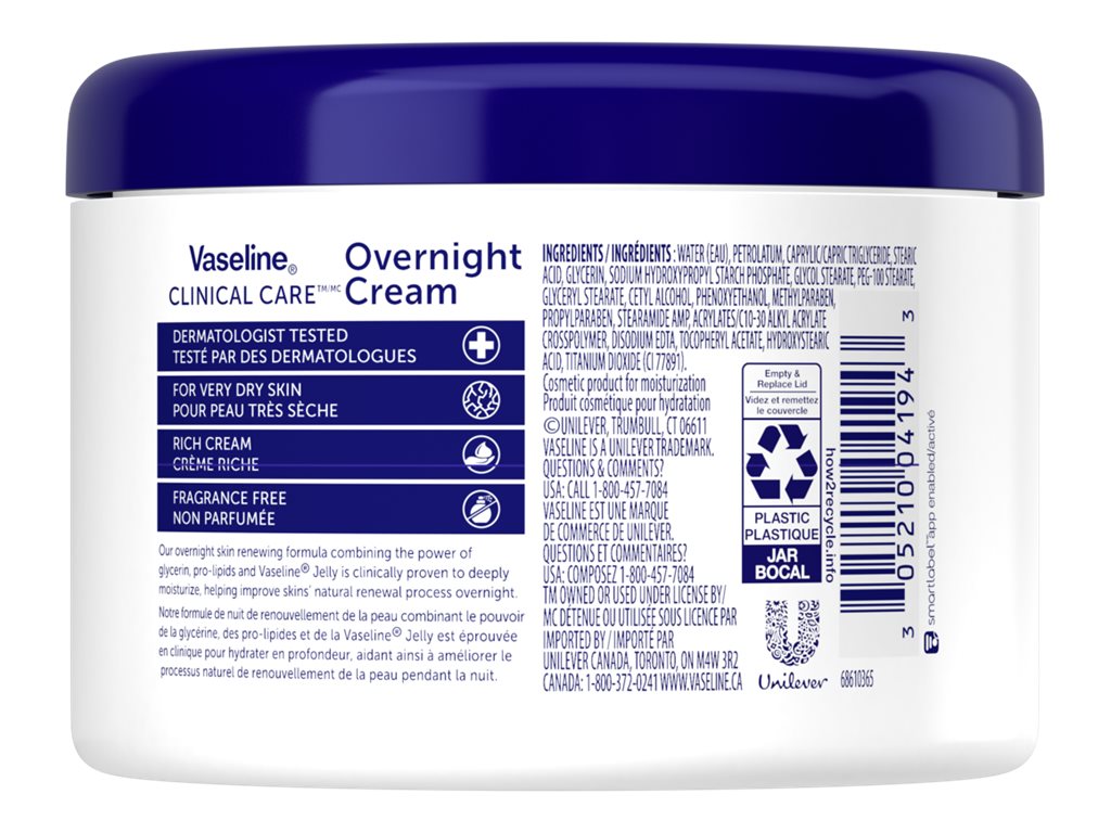 Vaseline Clinical Care Extremely Dry Skin Rescue Overnight Cream - 210ml