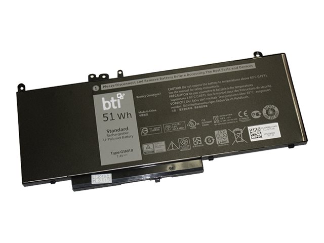 BTI - Notebook battery (equivalent to: Dell 451-BBLN, Dell 8V5GX, Dell G5M10, Dell K9GVN, Dell WYJC2, Dell 451-BBLK, Dell PF59Y, Dell VMKXM, Dell 0G5M10, Dell F5WW5, Dell R9XM9, Dell YM3TC) - lithium polymer - 4-cell - 6460 mAh - 51 Wh - for Dell Latitude E5250, E5450, E5550