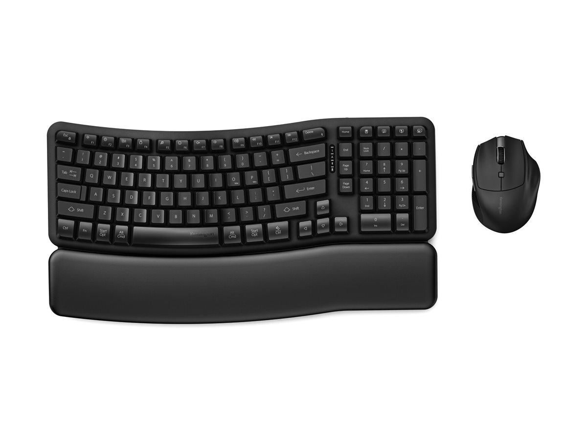 Kensington Pro Fit Ergo KM620-RC keyboard and mouse set rechargeable EQ 98% full size Product shot Right side 77650