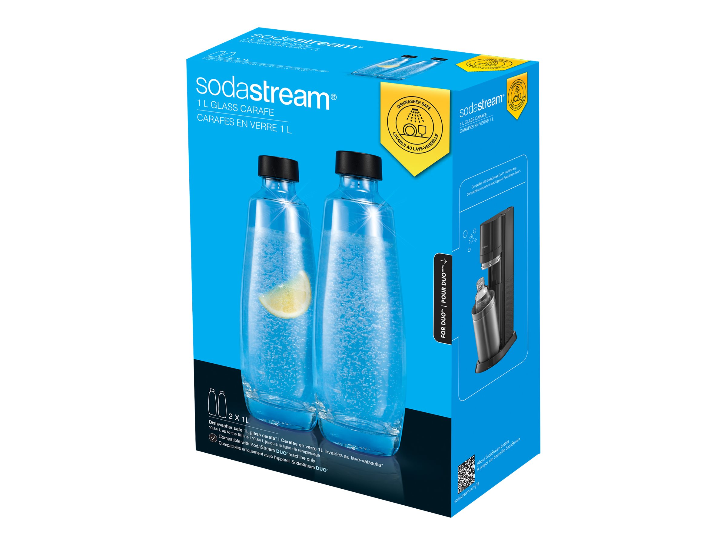 SodaStream Glass Carafe for Soda Maker - 1L - 2 pack