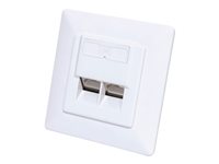 2-Port Cat6 10G Shielded RJ45 Wall Plate, Flush Mount with Faceplate, STP, Signal White RAL9003
