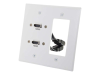 C2G Dual HDMI Pass Through Double Gang Wall Plate with One Decorative Cutout-White
