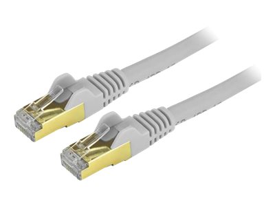 Startech 1ft CAT6A Ethernet Cable, 10 Gigabit Shielded Snagless RJ45 100W PoE Patch Cord, CAT 6A 10GbE STP Network Cable w/Strain Relief, Gray, UL Certified Wiring/TIA