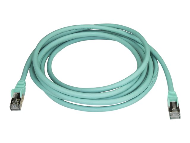Image of StarTech.com 3m CAT6A Ethernet Cable, 10 Gigabit Shielded Snagless RJ45 100W PoE Patch Cord, CAT 6A 10GbE STP Network Cable w/Strain Relief, Aqua, Fluke Tested/UL Certified Wiring/TIA - Category 6A - 26AWG (6ASPAT3MAQ) - patch cable - 3 m - aqua