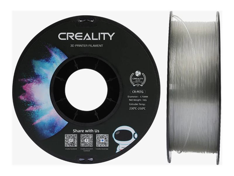 Creality3D CR-PETG filament 1.75mm Gennemsigtig