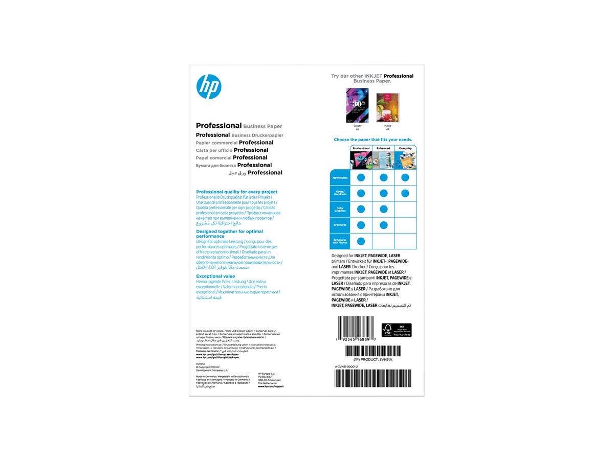 HP Prof Biz Gls 180g A4 150sh FSC Paper