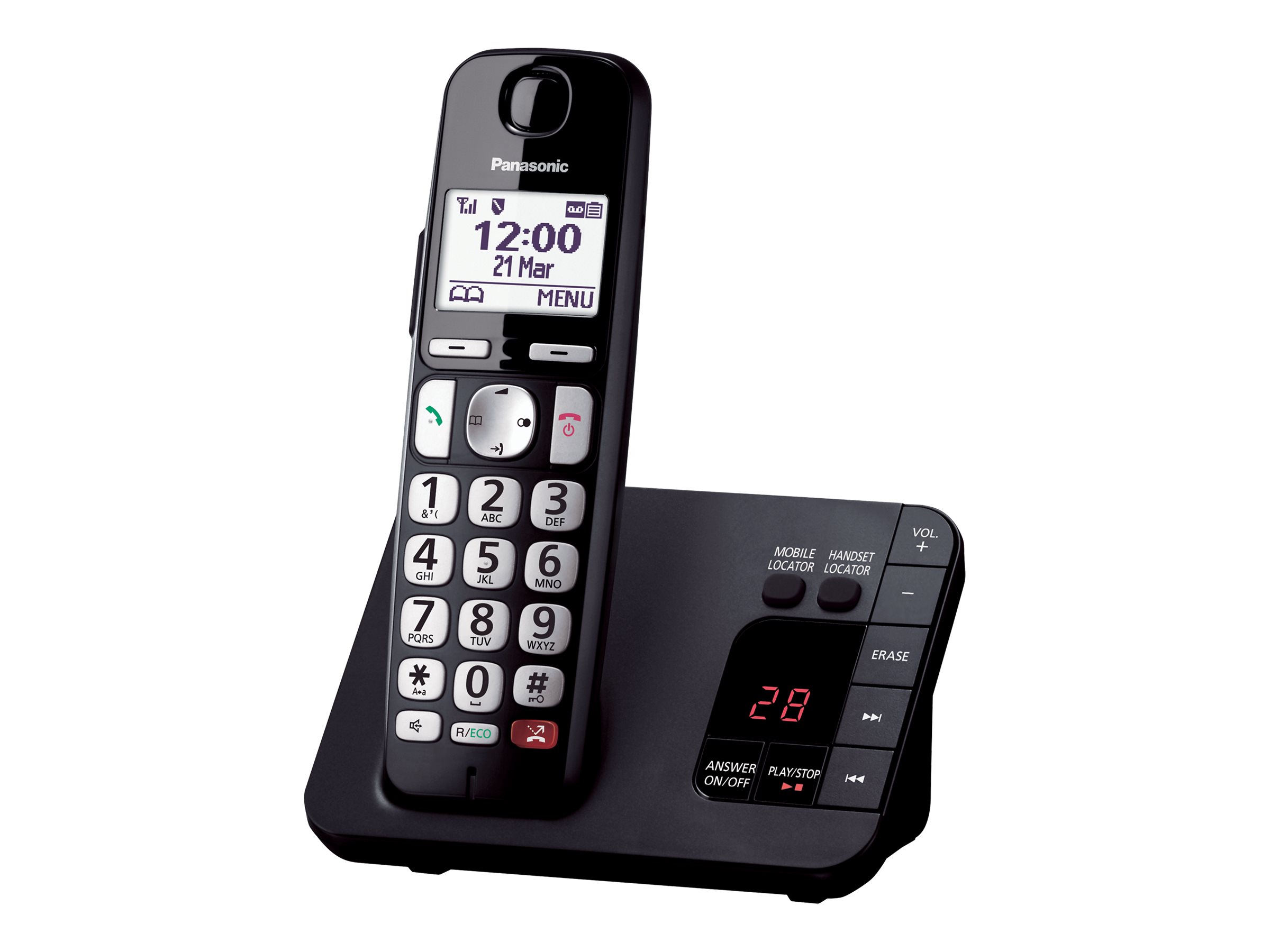 An image of Panasonic KX-TGE820E - cordless phone - answering system with caller ID/call waiting - 3-way call capability