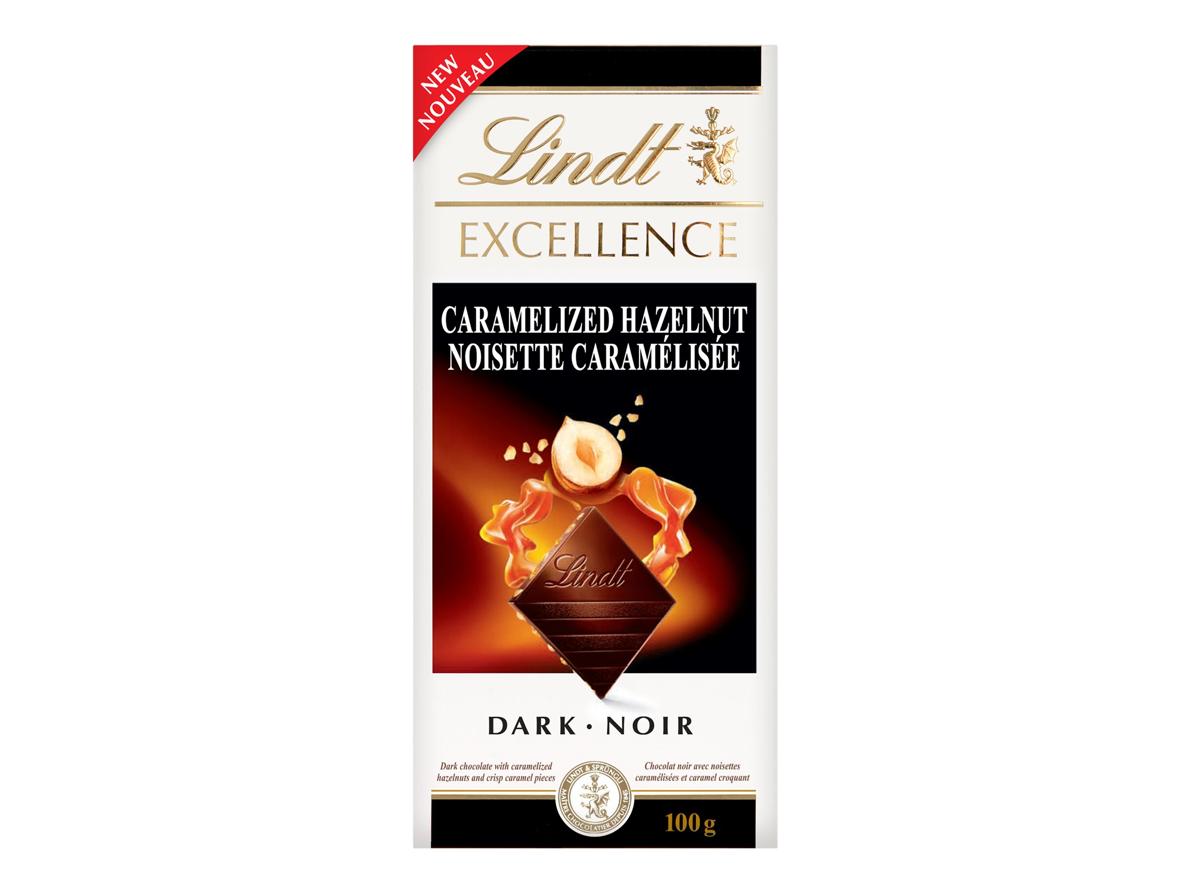 Lindt EXCELLENCE Dark Chocolate Bar - Caramelized Hazelnut - 100g