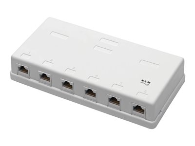 Eaton Tripp Lite Series Pre-Configured Unshielded Cat6 6-Port Surface-Mount Box, 110 IDC, RJ45, White