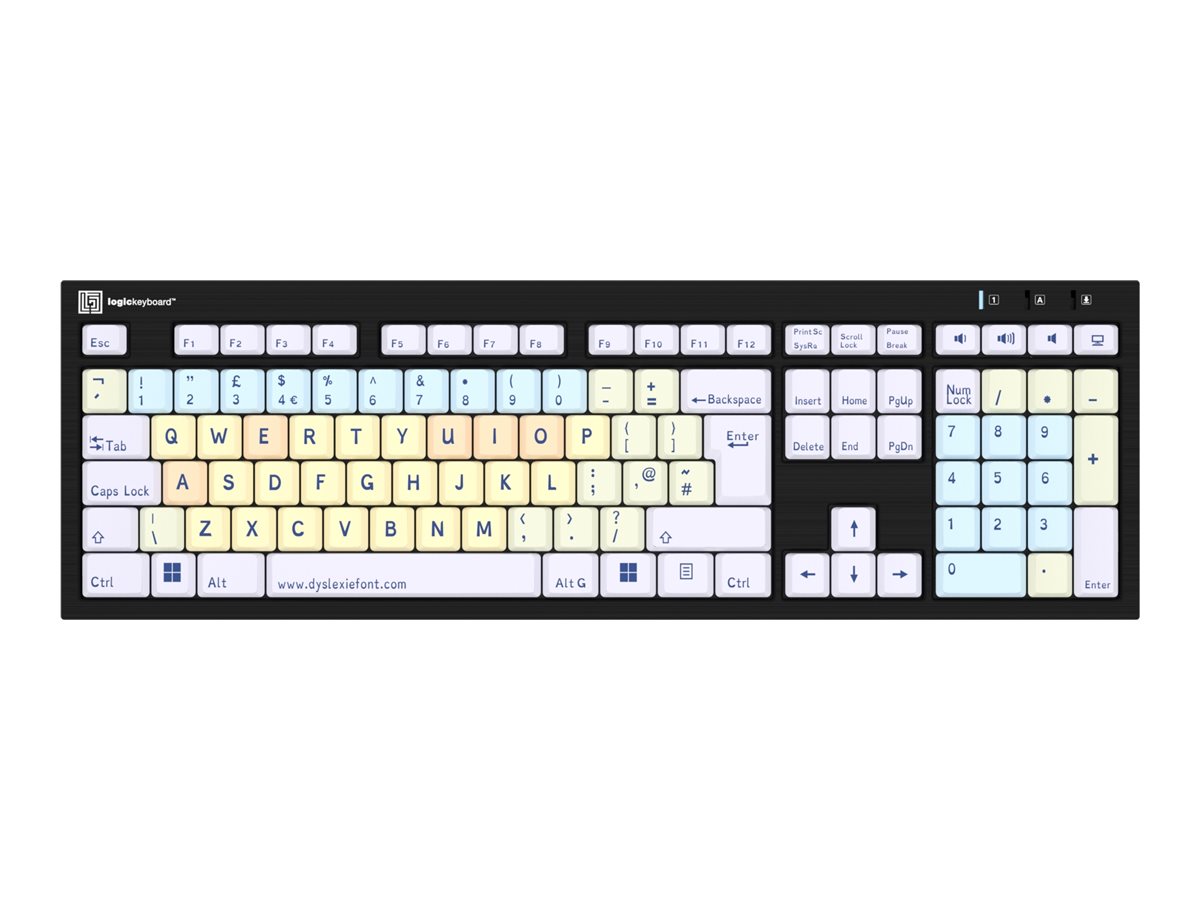 An image of LogicKeyboard Dyslexie NERO Slimline - keyboard - Windows - QWERTY - English - Europe - black Input Device