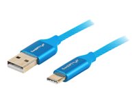Lanberg Premium USB 2.0 USB Type-C kabel 1m Blå