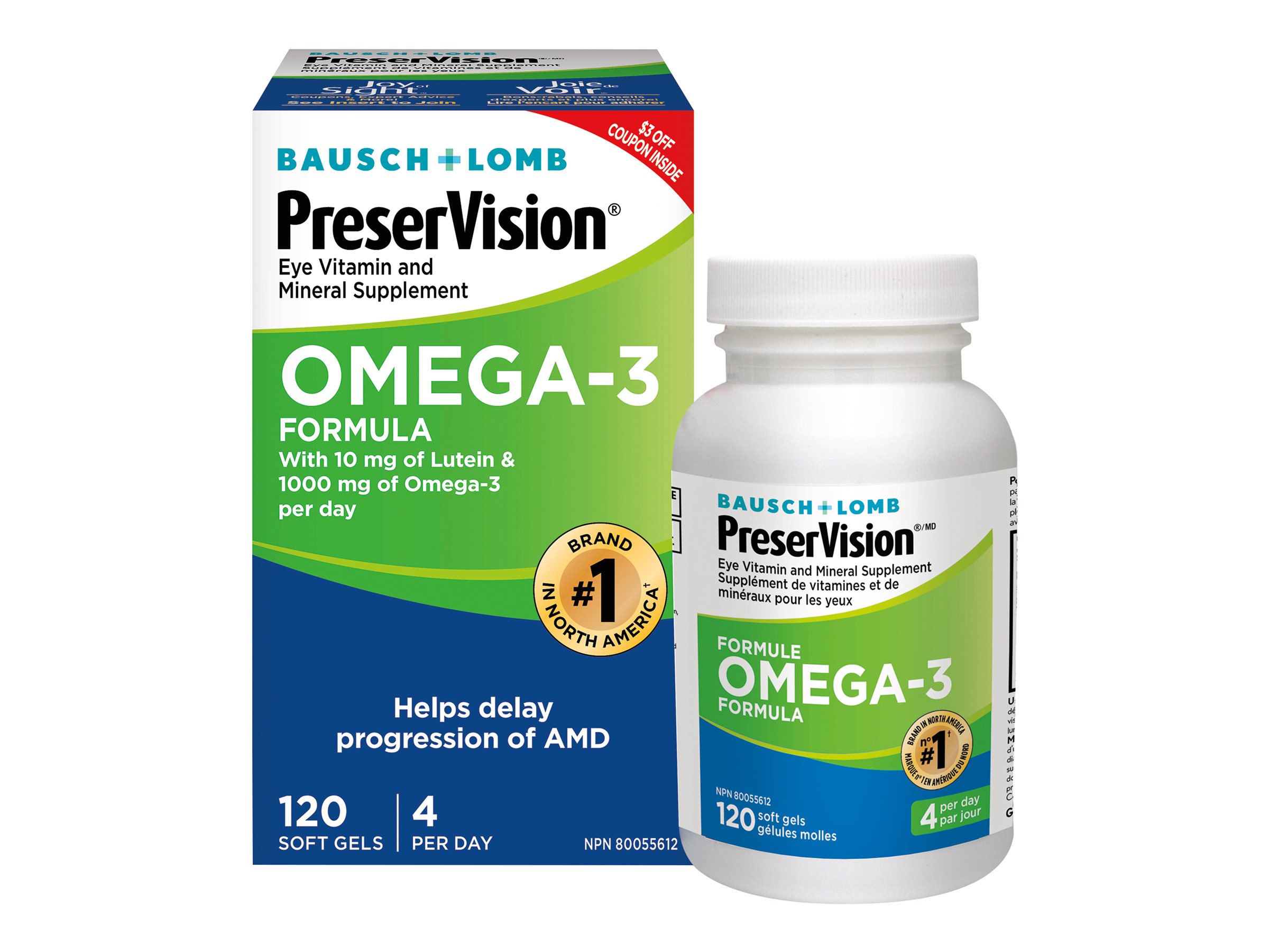 Bausch + Lomb PreserVision Omega-3 Formula Softgels - 120's