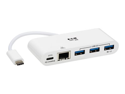 Tripp Lite 3-Port USB-C hub w/ Gigabit ethernet GbE, USB-C Charging USB Type C USB 3.1 Hub