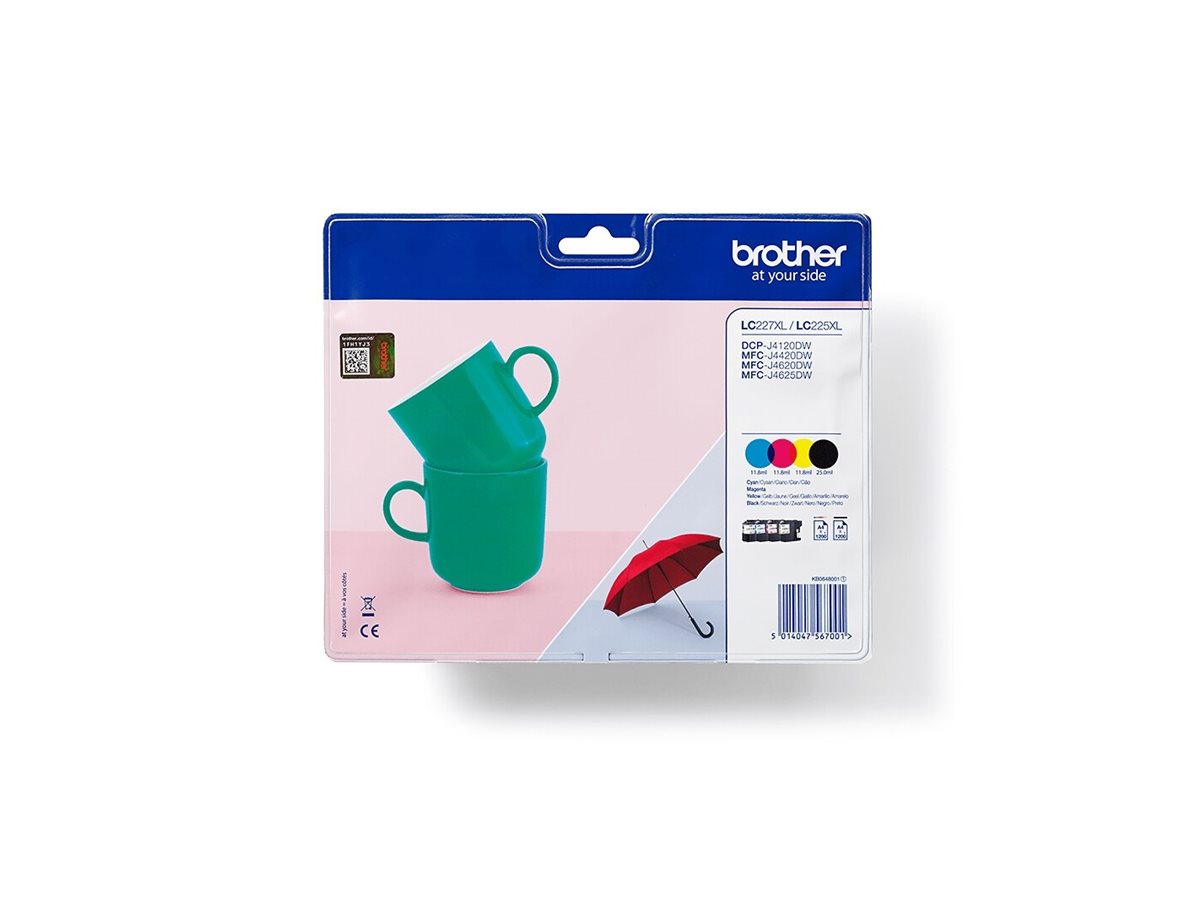 An image of Brother LC227XLVALBP - 4-pack - High Yield - black, yellow, cyan, magenta - original - ink cartridge