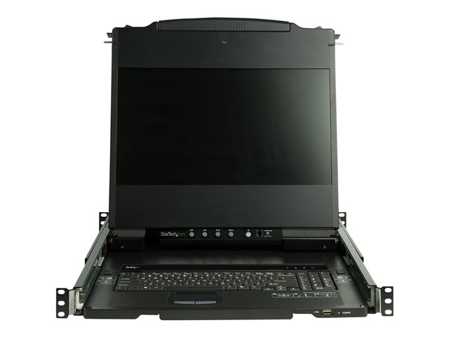 Image of StarTech.com Dual Rail Rackmount KVM Console HD 1080p, Single Port DVI/VGA KVM with 17" LCD Monitor for Server Rack, Fully Featured 1U LCD KVM Drawer with Cables, USB Support, 44230 MTBF - Single Port Console (RKCOND17HD) - KVM console - Full HD (1080p) -