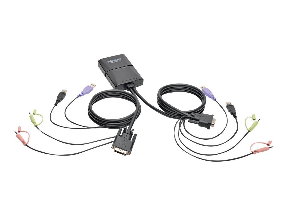 Tripp Lite 2-Port USB/DVI Cable KVM Switch with Audio, Cables and USB Peripheral Sharing