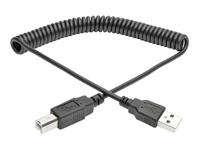 Tripp Lite 10ft Hi-Speed USB 2.0 to USB B Cable Coiled USB A-B M/M 10'