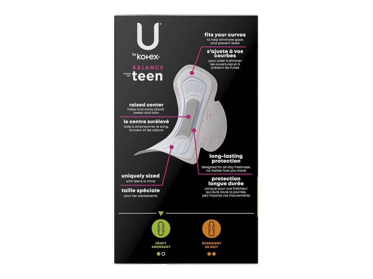 U by Kotex Balance Teen Sanitary Pads - Heavy - 40 Count