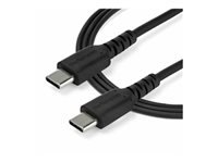 StarTech.com Câble de Chargement USB-C 1m - Cordon de Chargement USB 2.0 Type C vers USB-C pour PC Portable - Gaine TPE Fibre Aramide M/M 60W Noir - Samsung S10 S20 iPad Pro MS Surface (RUSB2AC1MB)