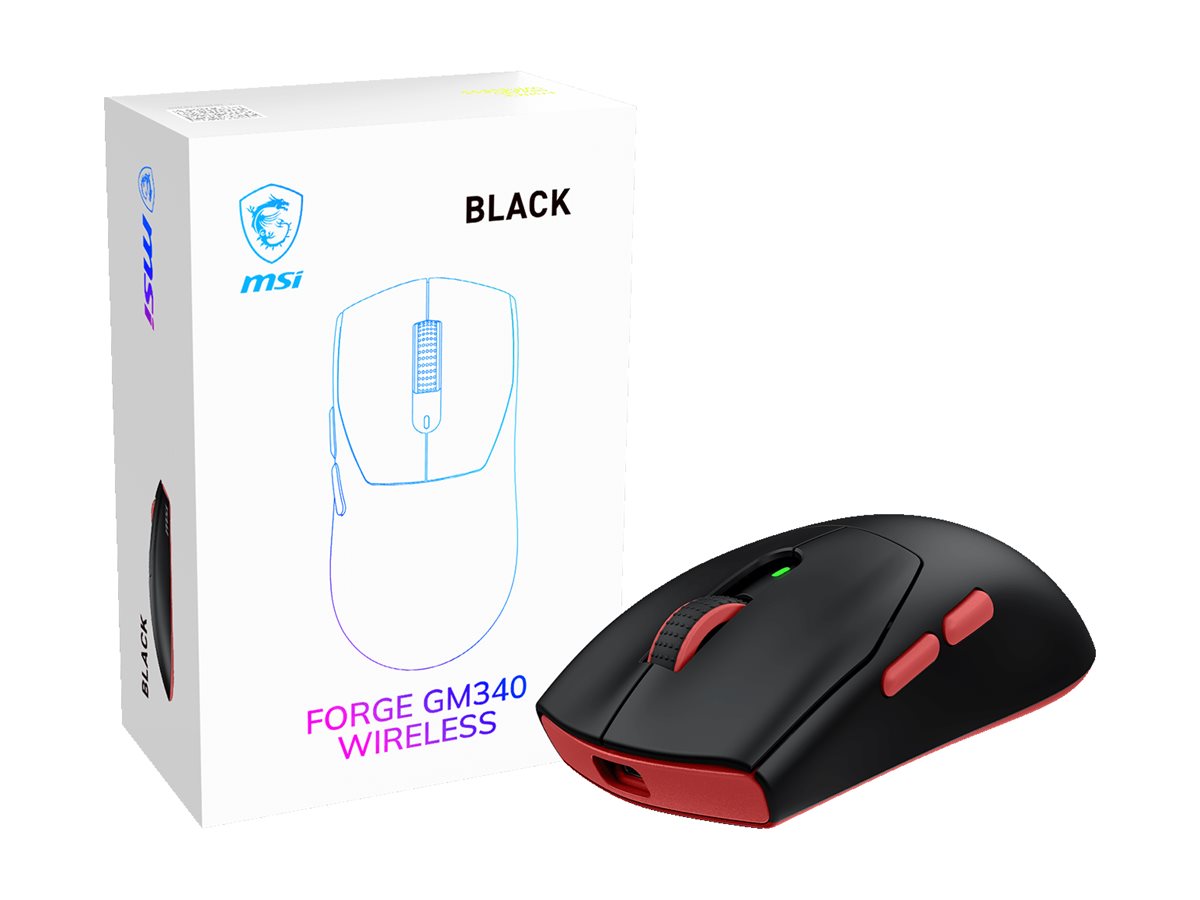 MSI FORGE GM340 mouse 2.4 GHz Bluetooth 5.2 USB 2.0 Product shot Right-angle 79850