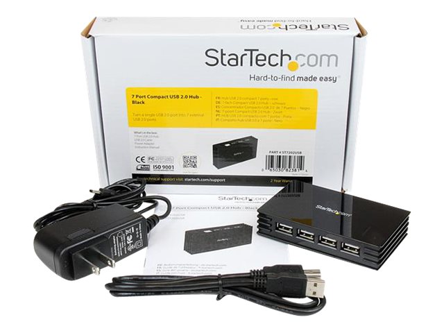 StarTech.com 7 Port USB 2.0 Hub ¿ Portable and Compact ¿ Bus Powered USB 2.0 Extender ¿ USB Multiport Expander (ST7202USB)