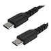 StarTech.com 1m USB C Charging Cable, Durable Fast Charge & Sync USB 2.0 Type C to USB C Laptop Charger Cord, TPE Jacket Aramid Fiber M/M 60W Black, Samsung S10, S20 iPad Pro MS Surface - Heavy Duty and Rugged - USB-C cable - 24 pin USB-C to 24 pin USB-C