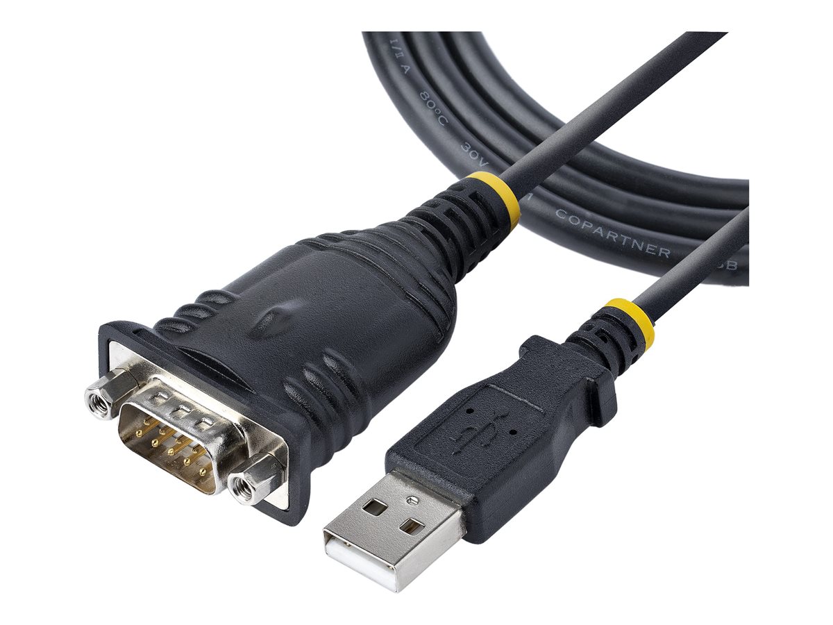 StarTech.com 3ft (1m) USB to Serial Cable, DB9 Male RS232 to USB Converter, USB to Serial Adapter for PLC/Printer/Scanner/Network Switches, USB to COM Port Adapter - Prolific IC, Automatic Handshake, Windows/macOS (1P3FP-USB-SERIAL) - sériový kabel - DB-9 do USB - 1 m