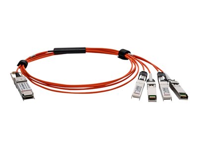 40GBASE ACTIVE OPTICAL QSFP TO 4SFP BREAKOUT CABLE. 3M