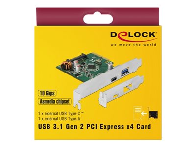 DELOCK PCI Expr. Card > 1x USB-C + 1x USB-A USB3.1 Gen 2