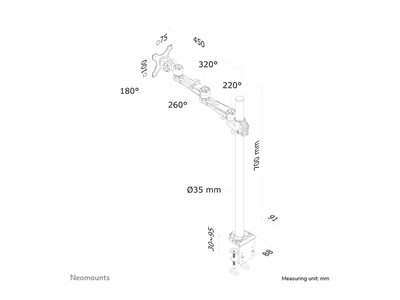 NEOMOUNTS FPMA-D935P70 Desk Mount 25-76c