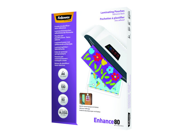 FELLOWES POCHETTES A4 - DOS ADHESIF - 80