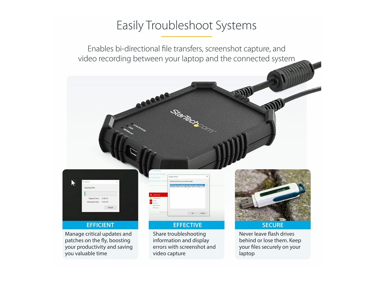 StarTech.com USB Crash Cart Adapter with File Transfer and Video Capture - Laptop to Server KVM Console - Portable & Rugged (NOTECONS02X) - přepínač KVM - 1 porty – foto 8