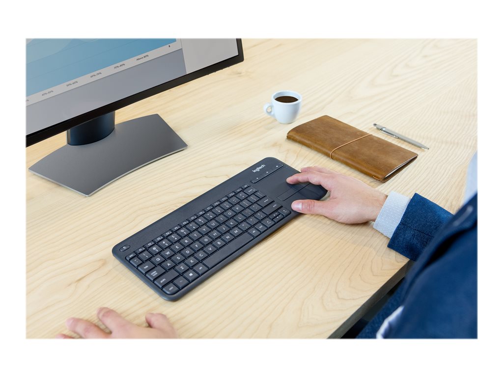 Logitech Wireless Touch Keyboard K400 Plus - Tastatur - kabellos - 2.4 GHz - Deutsch - Schwarz