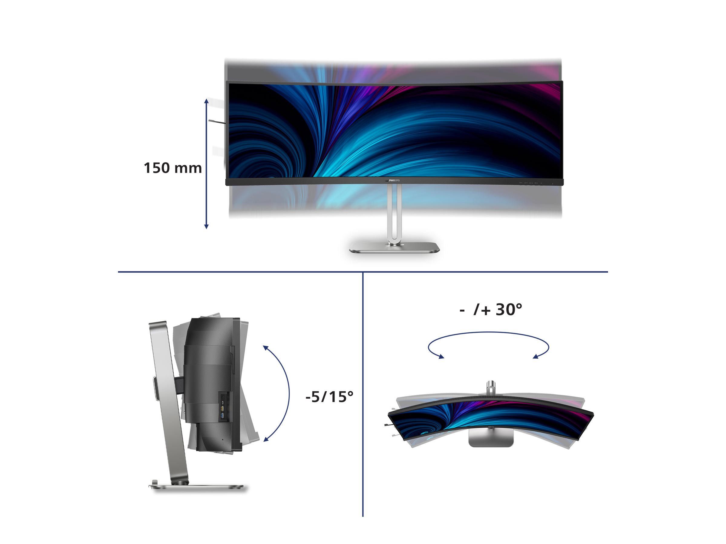 Philips 49B2U5900C LED monitor curved 49 Product shot Left-angle 79900