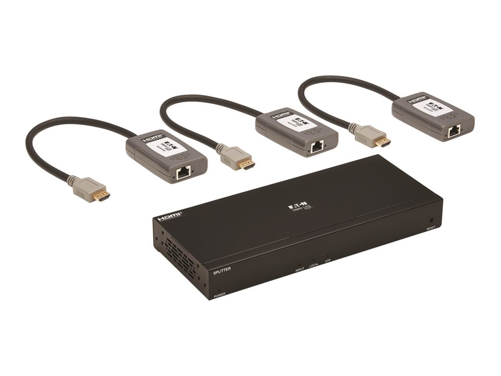 Eaton Tripp Lite Series HDMI over Cat6 Extender Kit, 4-Port Splitter/3x Pigtail Receivers