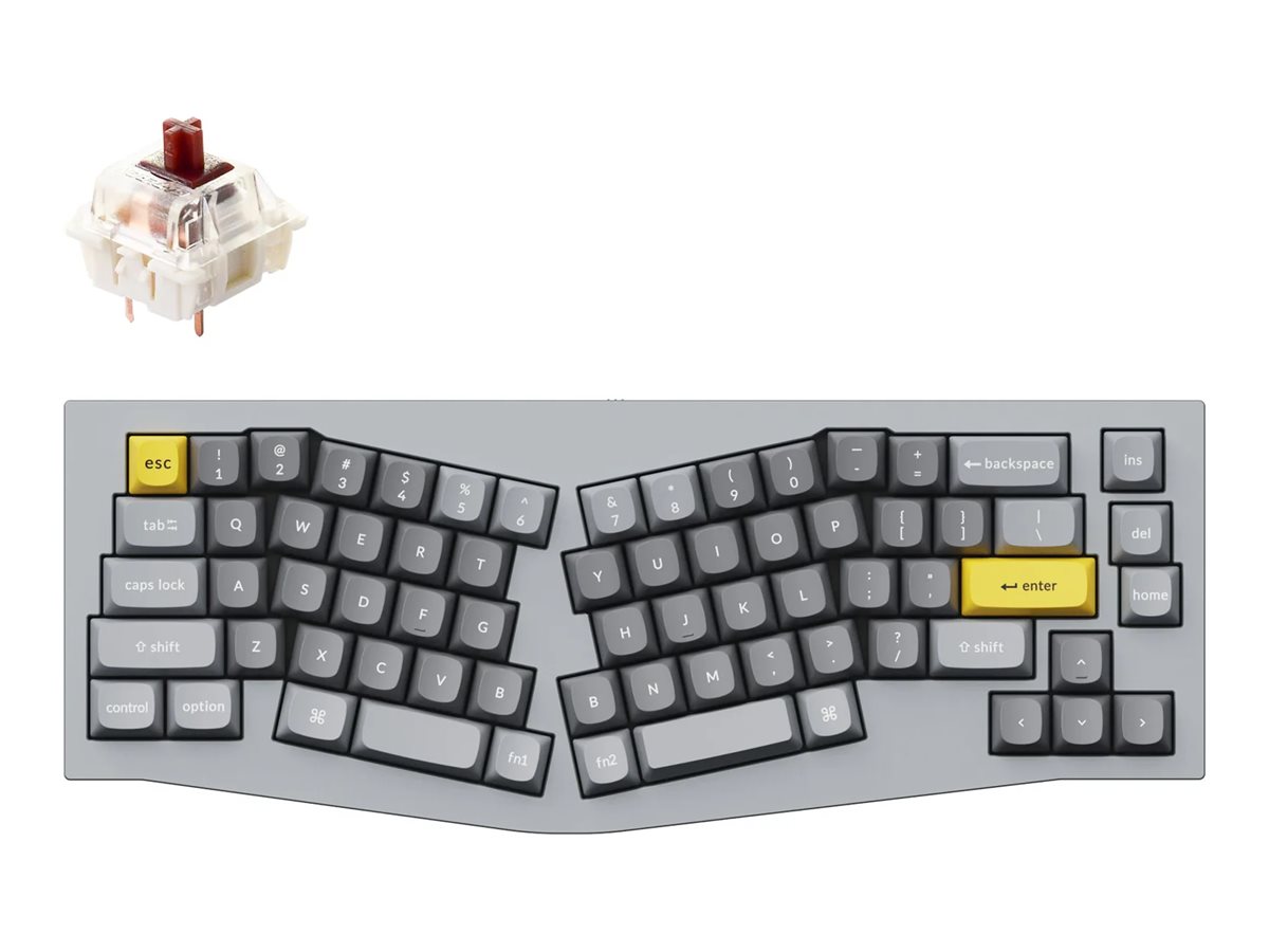 Keychron Q8 keyboard QMK custom alice layout fully assembled knob mechanical silver grey Product shot Front 79800
