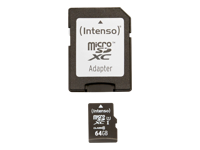 Intenso Premium - Flash memory card (microSDXC to SD adapter included) - 64 GB - UHS Class 1 / Class10 - microSDXC UHS-I