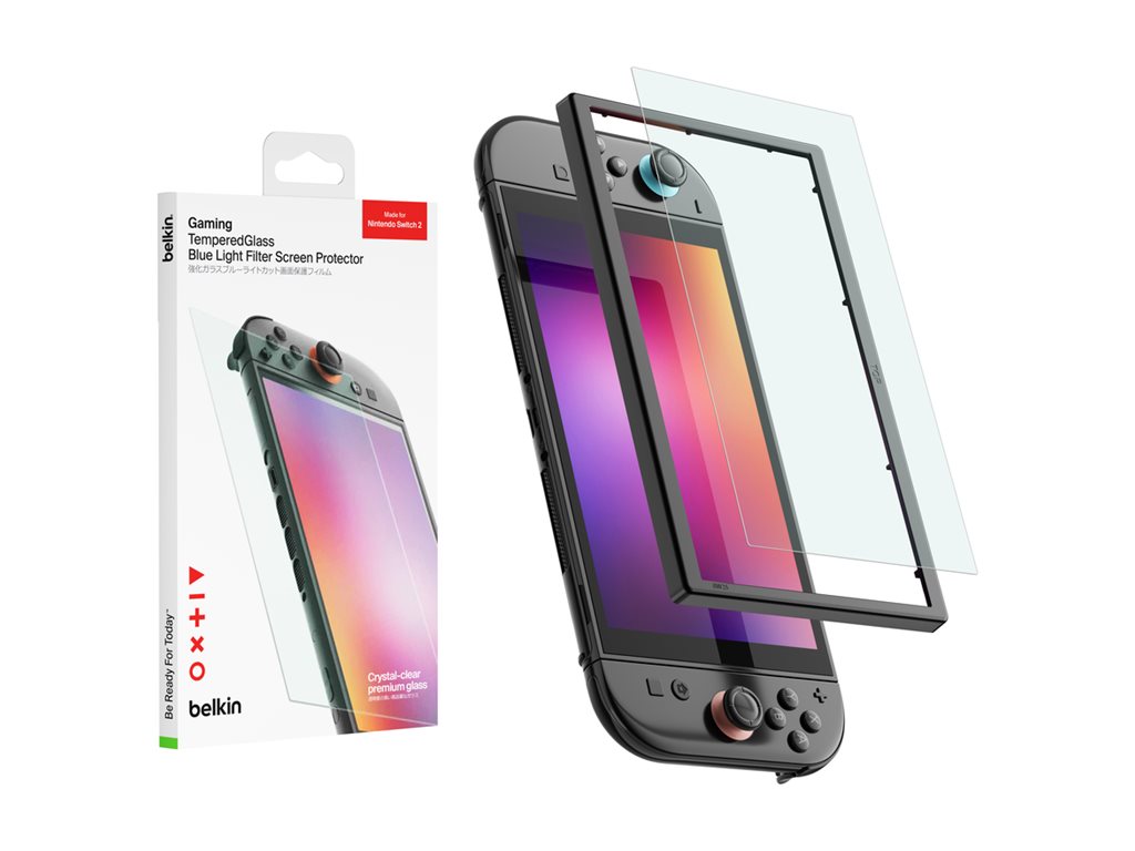 Belkin ScreenForce screen protector for handheld game console blue light Product shot Left-angle 79600