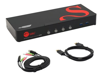 SIIG 4 Port DisplayPort 1.2 KVM Switch with USB 3.0 and Multi-Media Ports