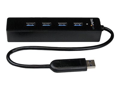 StarTech.com 4-Port USB 3.0 Hub with Built-in Cable - SuperSpeed Laptop USB Hub - Portable USB Splitter - Mini USB Hub (ST4300PBU3)