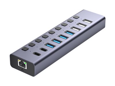 4XEM - Hub - 4 x SuperSpeed USB 3.0 + 2 x USB-C 3.1 Gen 1 + 3 x USB + 1 x 1 Gigabit Ethernet