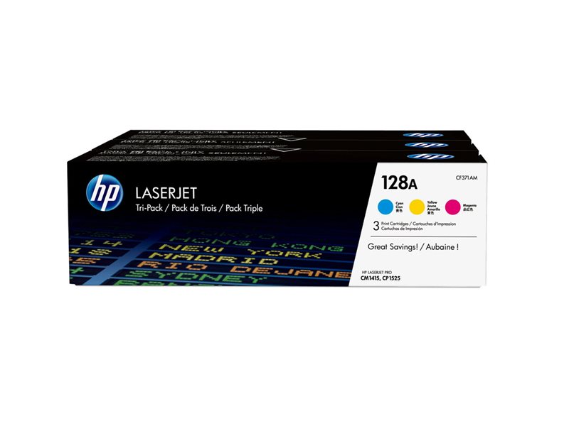 HP 128A CYM Tri-Pack LaserJet Toner Cart