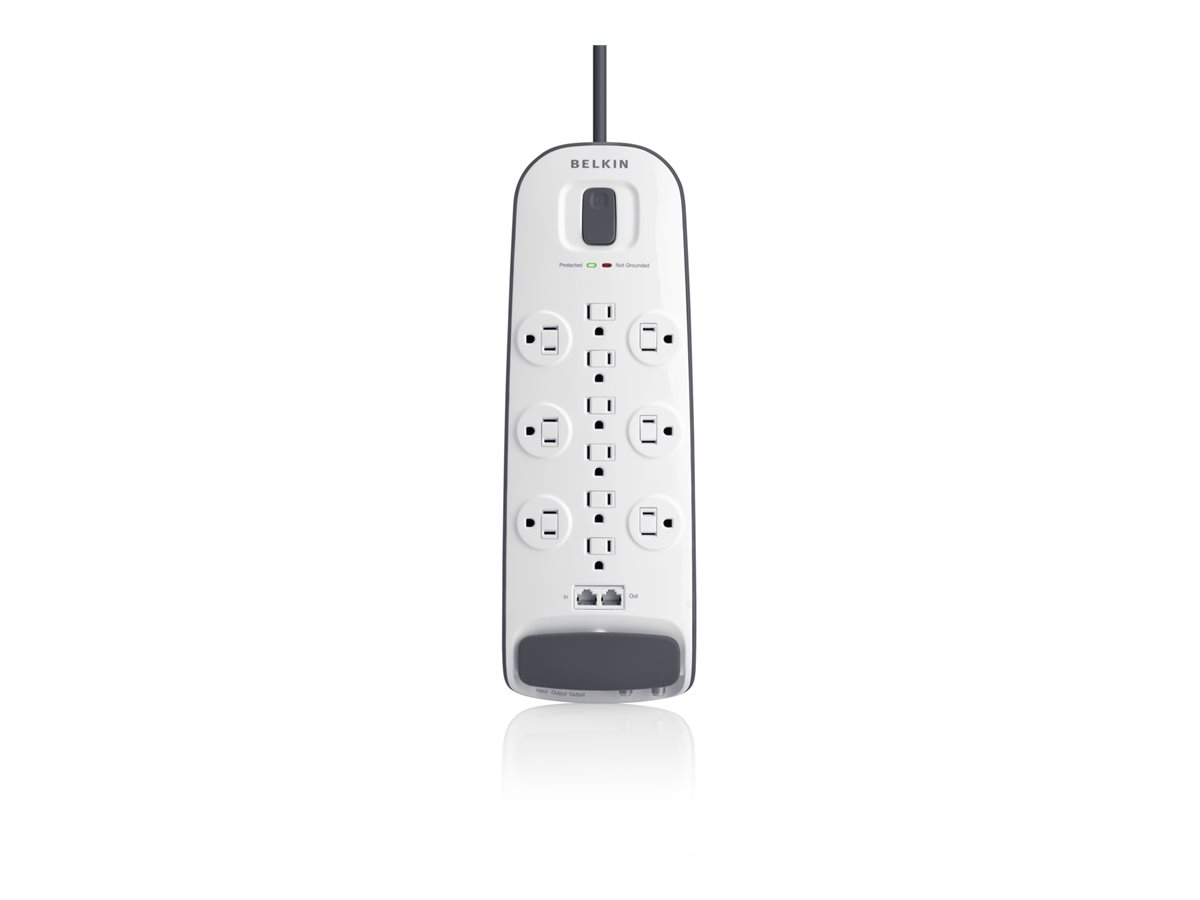 Belkin 12-outlet Surge Protector with 8 ft Power Cord and Ethernet, Cable/Satellite and Telephone Protection