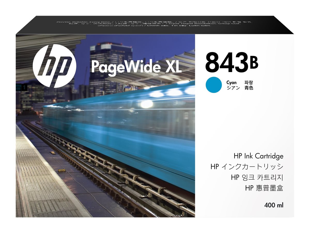 HP 843B cyan original PageWide XL ink Product shot Front 79800