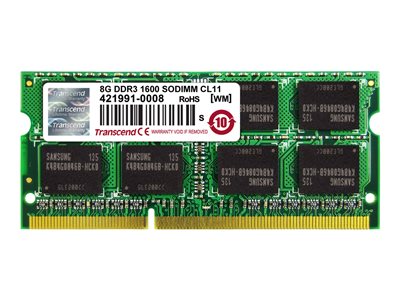Transcend DDR3 module 8 GB SO-DIMM 204-pin 1600 MHz / PC3-12800 CL11 1.5 V 
