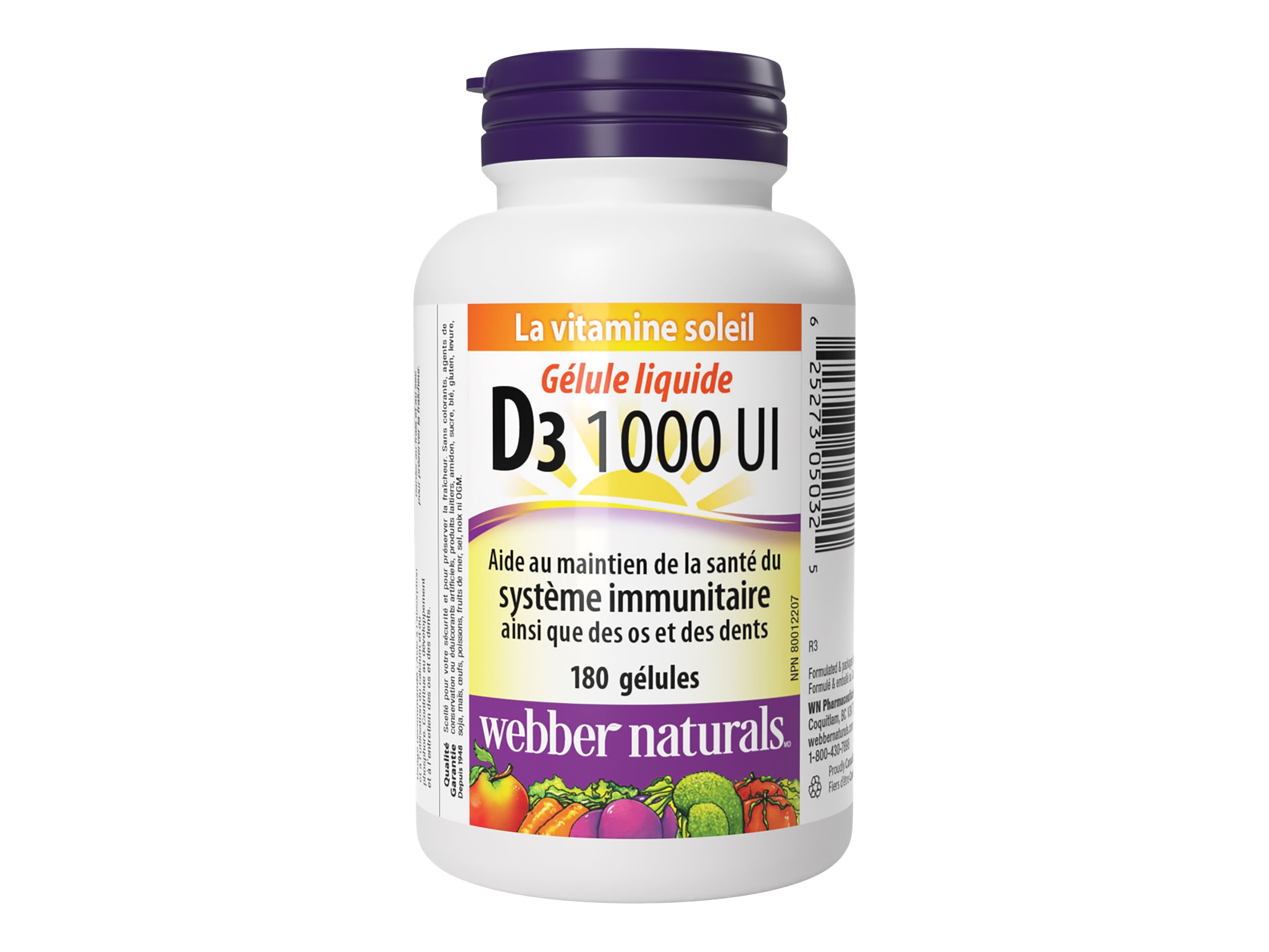 Webber Naturals Vitamin D3 Liquid Softgels - 1000 IU - 180's